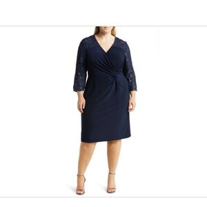 NWT Alex Evenings Navy Dress